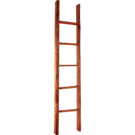 15W X 72H X 3 1/2D Vintage Farmhouse 5 Rung Ladder, Barnwood Decor Collection, Salvage Red
